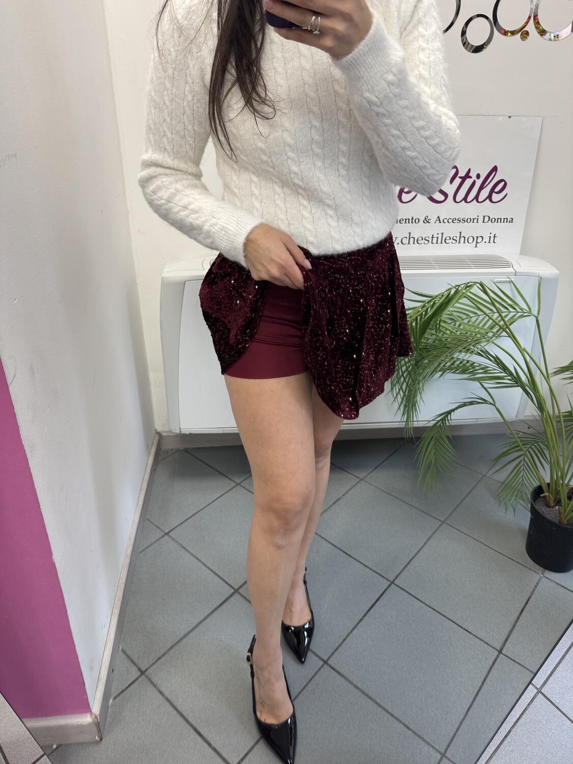 NOVITÀ Mini gonna in velluto a pieghe con paillettes