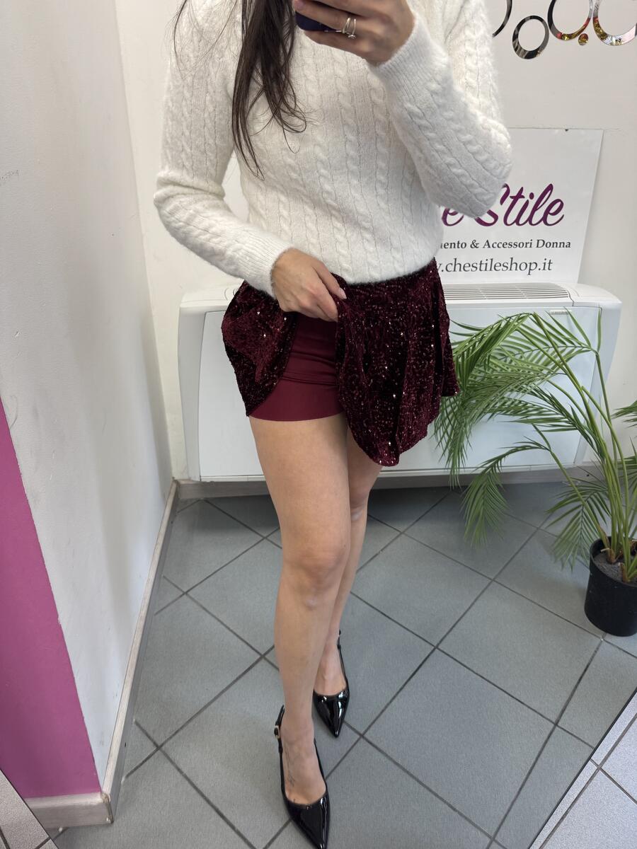 NOVITÀ Mini gonna in velluto a pieghe con paillettes