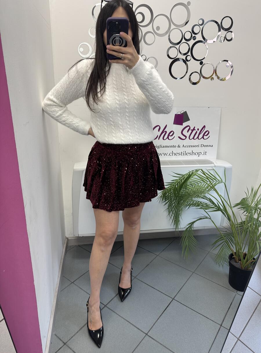 NOVITÀ Mini gonna in velluto a pieghe con paillettes