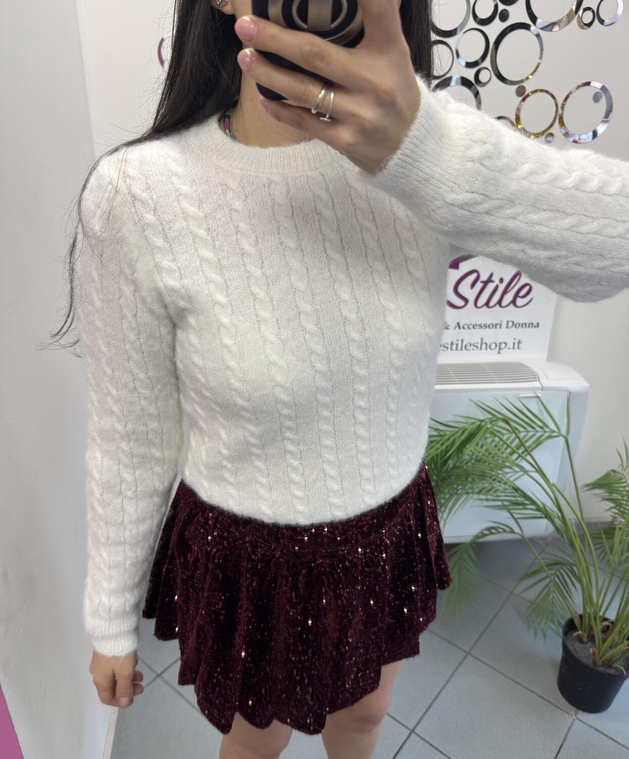 NOVITÀ Mini gonna in velluto a pieghe con paillettes