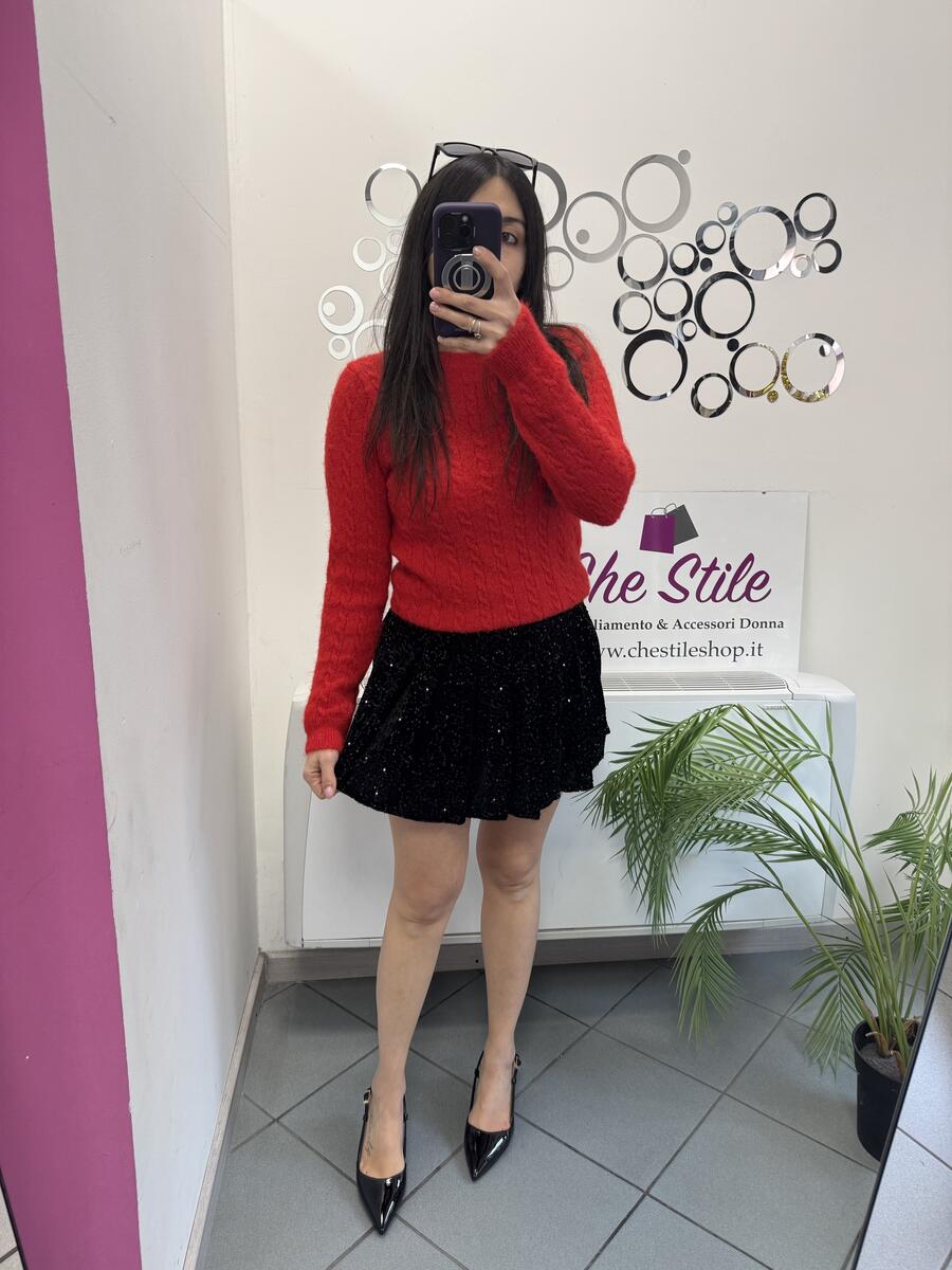 NOVITÀ Mini gonna in velluto a pieghe con paillettes