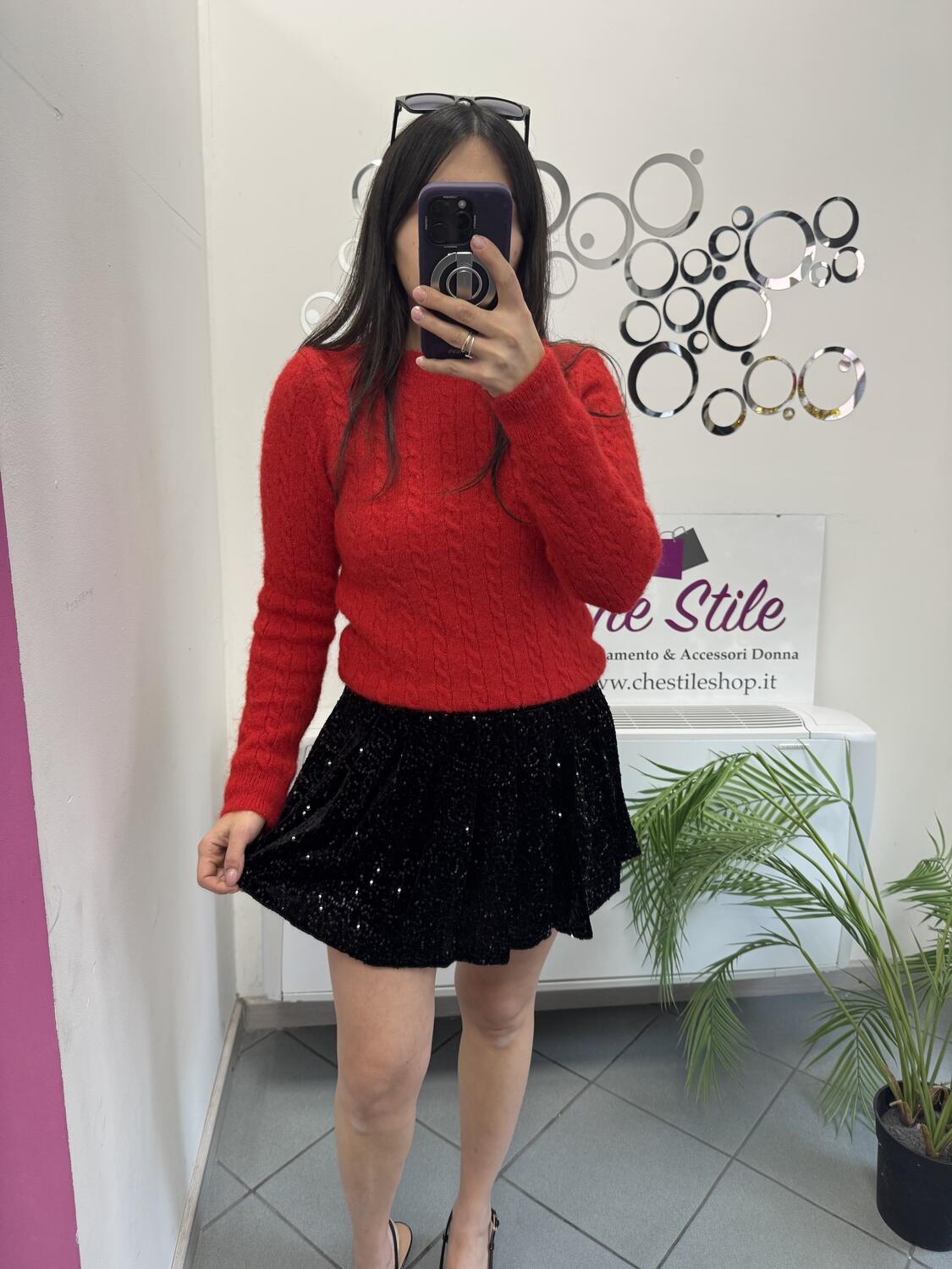 NOVITÀ Mini gonna in velluto a pieghe con paillettes