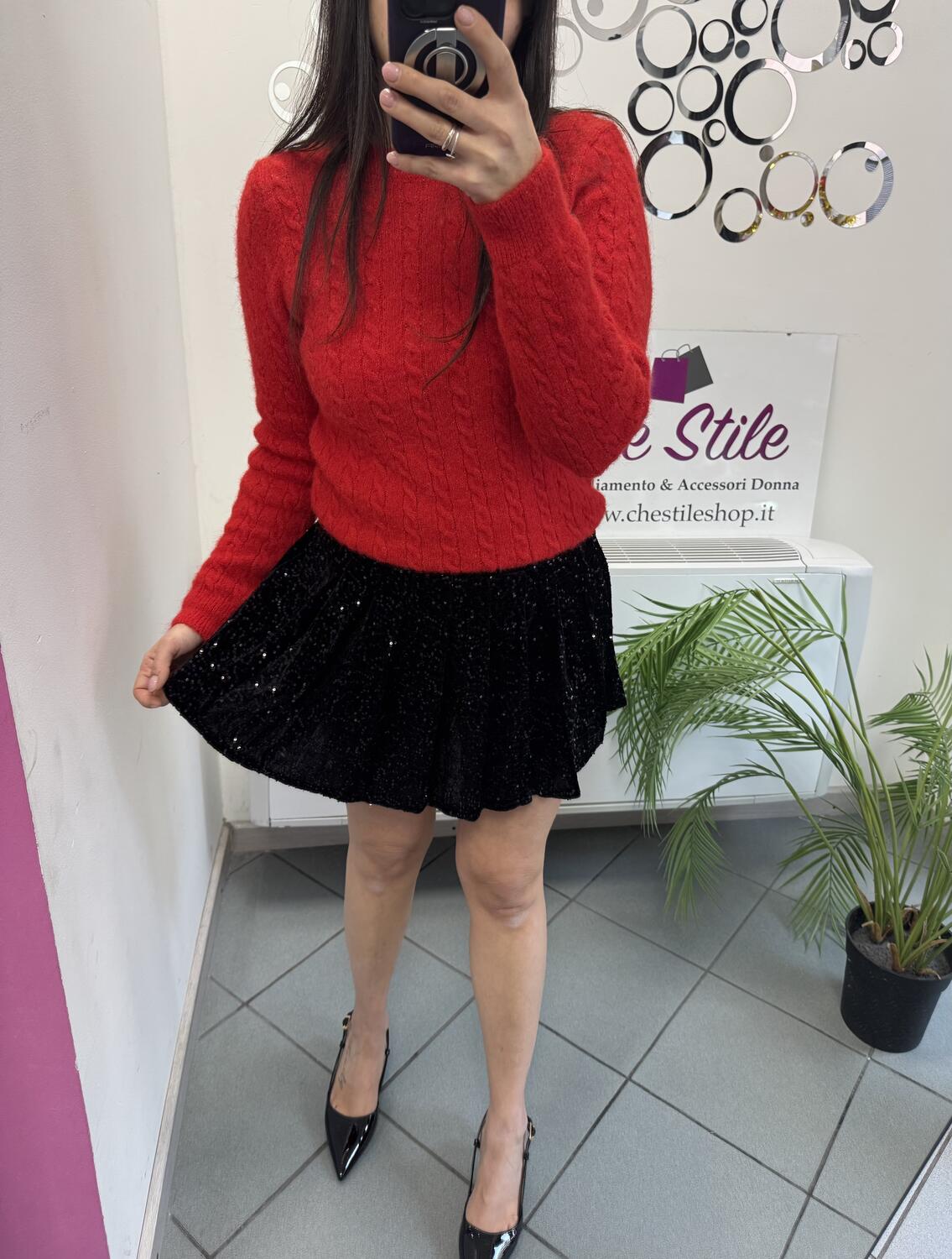 NOVITÀ Mini gonna in velluto a pieghe con paillettes