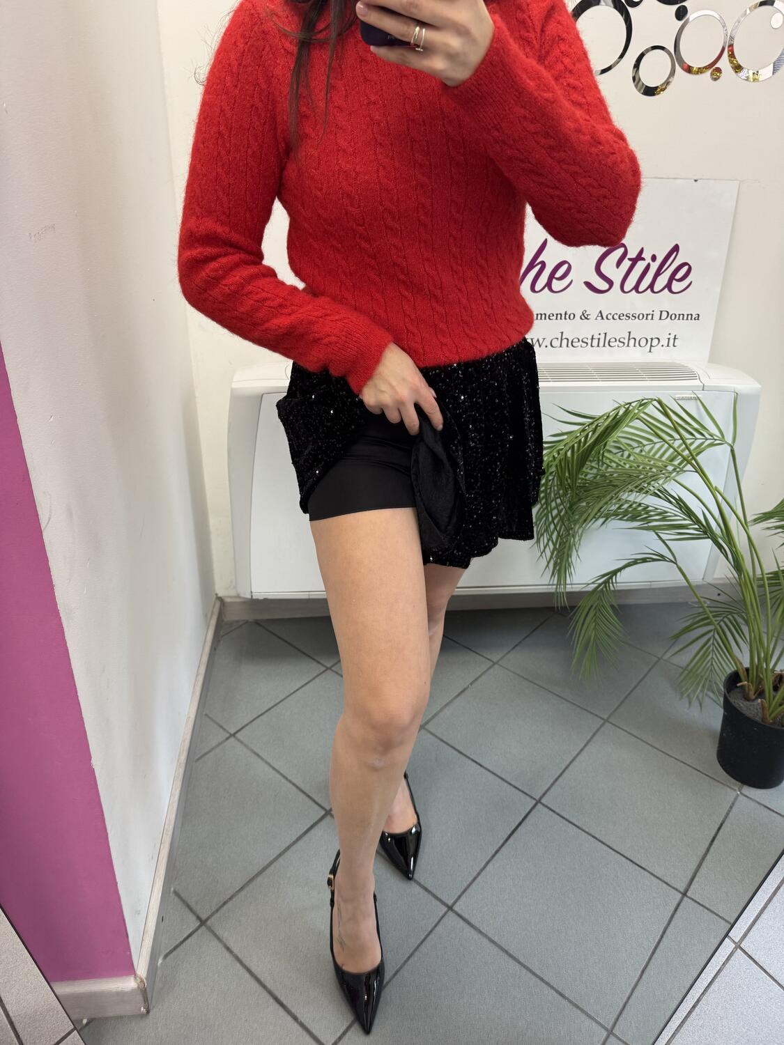 NOVITÀ Mini gonna in velluto a pieghe con paillettes