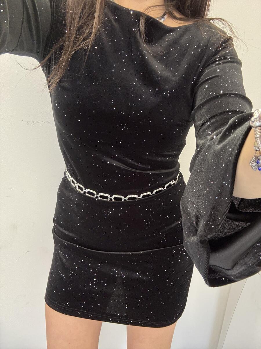 NOVITÀ Abito in velluto manica a campana