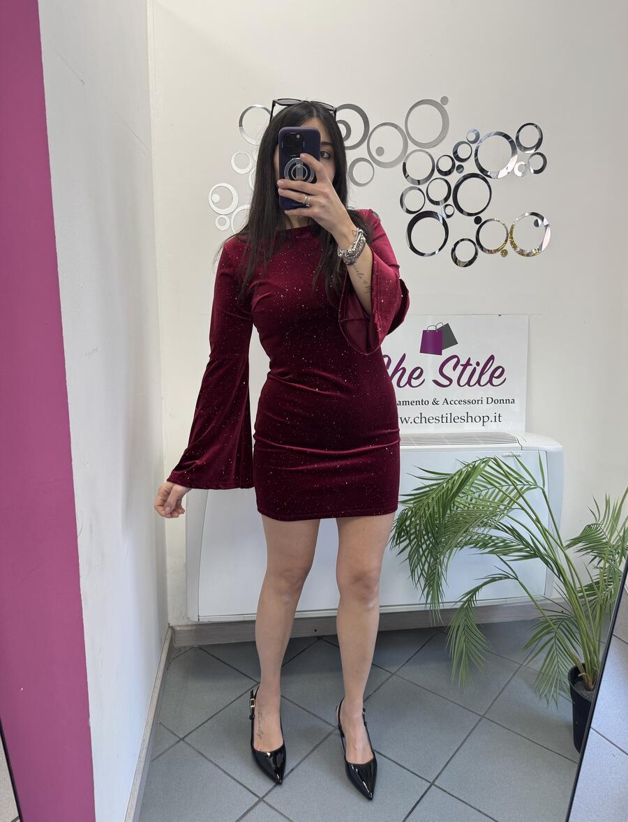 NOVITÀ Abito in velluto manica a campana