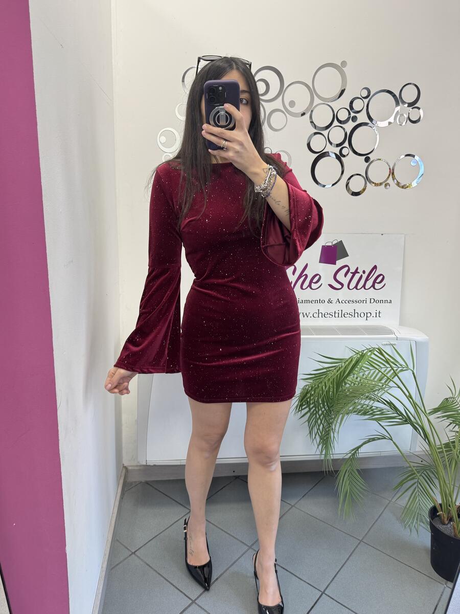 NOVITÀ Abito in velluto manica a campana