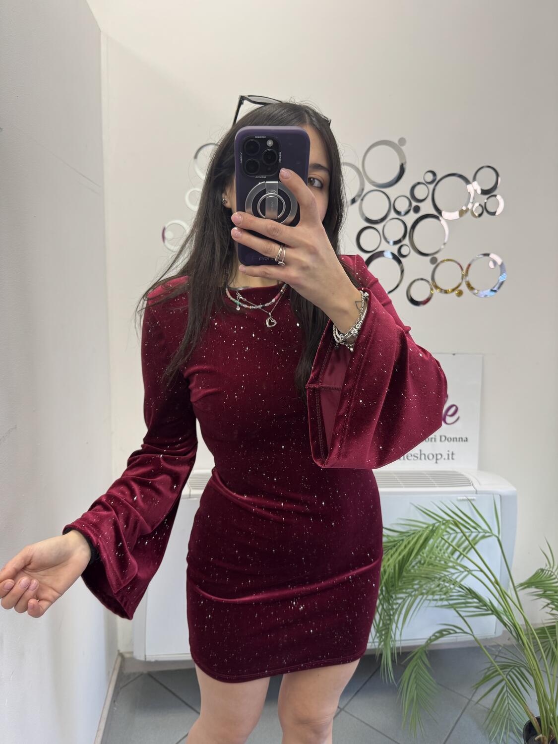 NOVITÀ Abito in velluto manica a campana