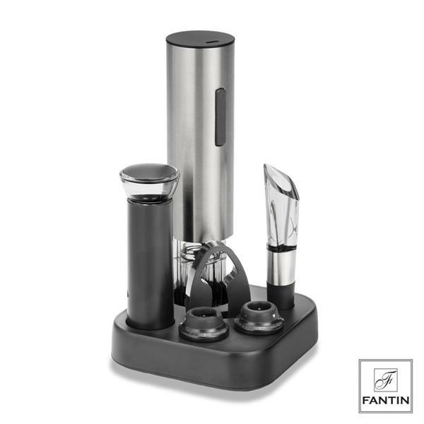 Fantin - Set Cavatappi Elettrico Usb con Tagliacarta-2 Tappi-Pompa e Versatore