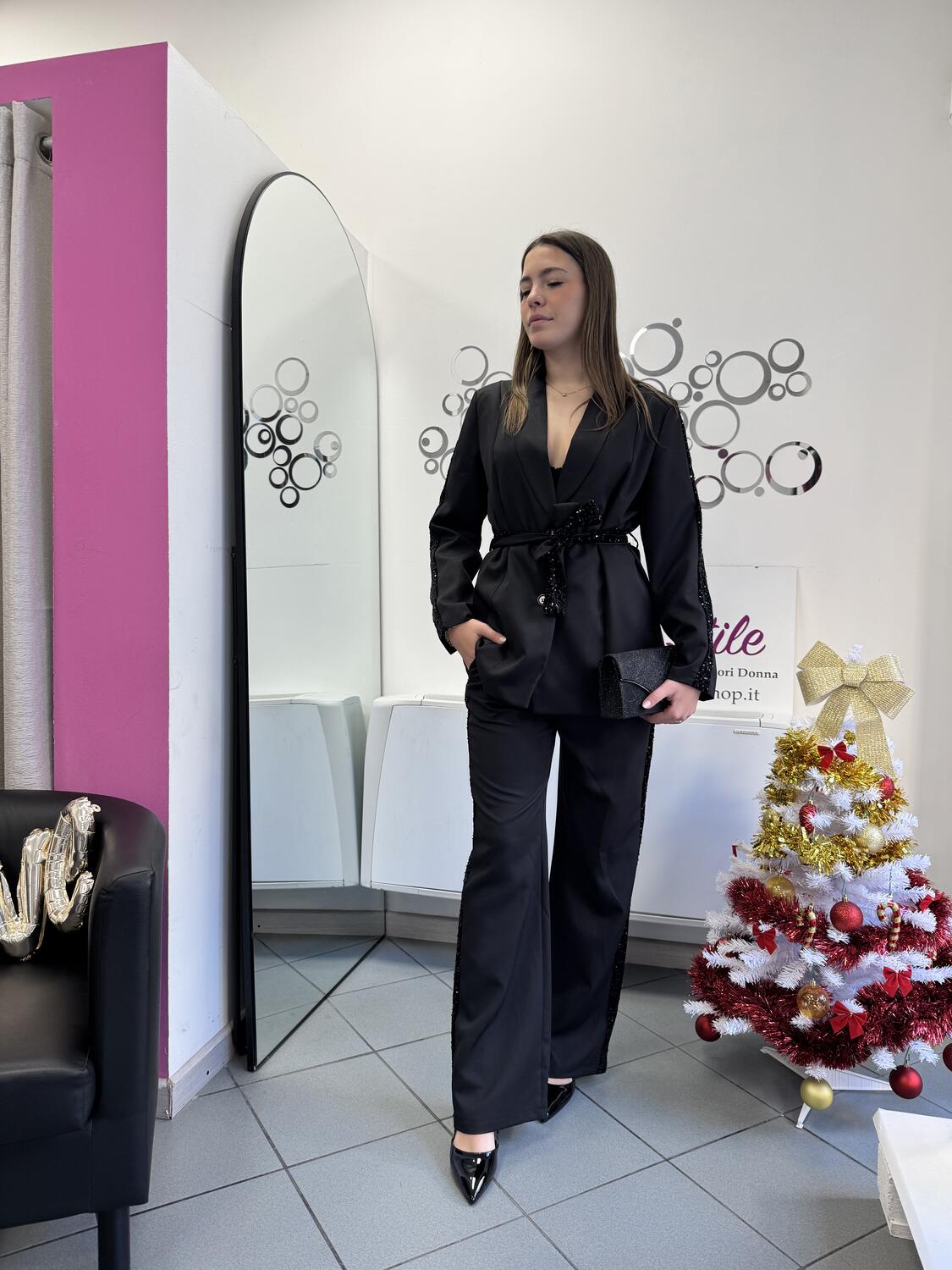 NOVITÀ Completo giacca & pantalone con banda in paillettes