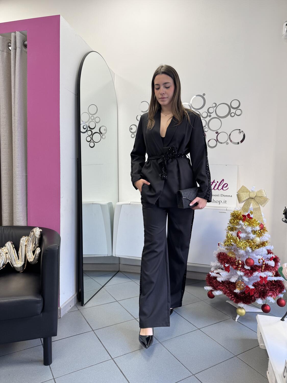 NOVITÀ Completo giacca & pantalone con banda in paillettes