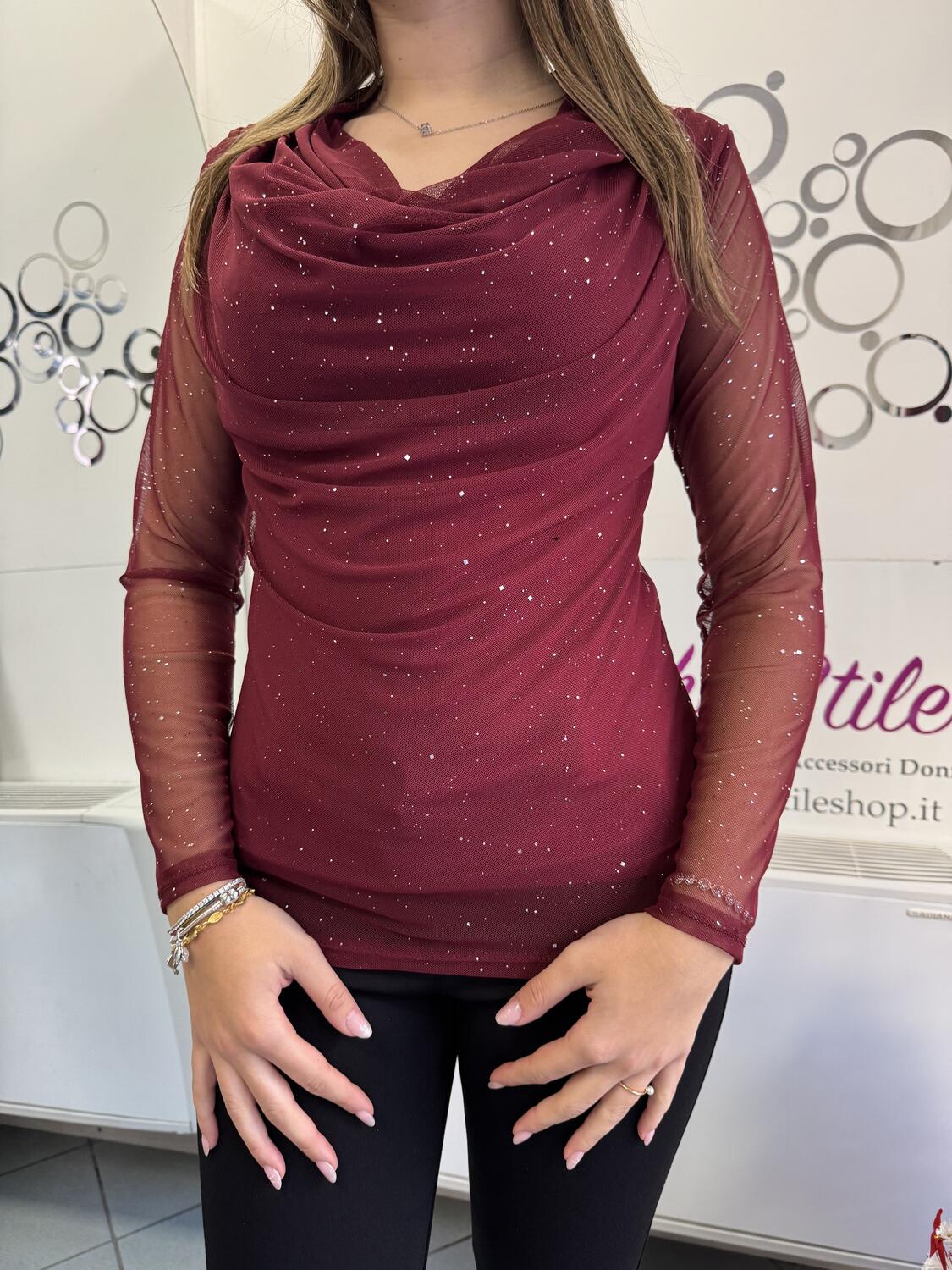 NOVITÀ Maglia brillantini scollo a cascata