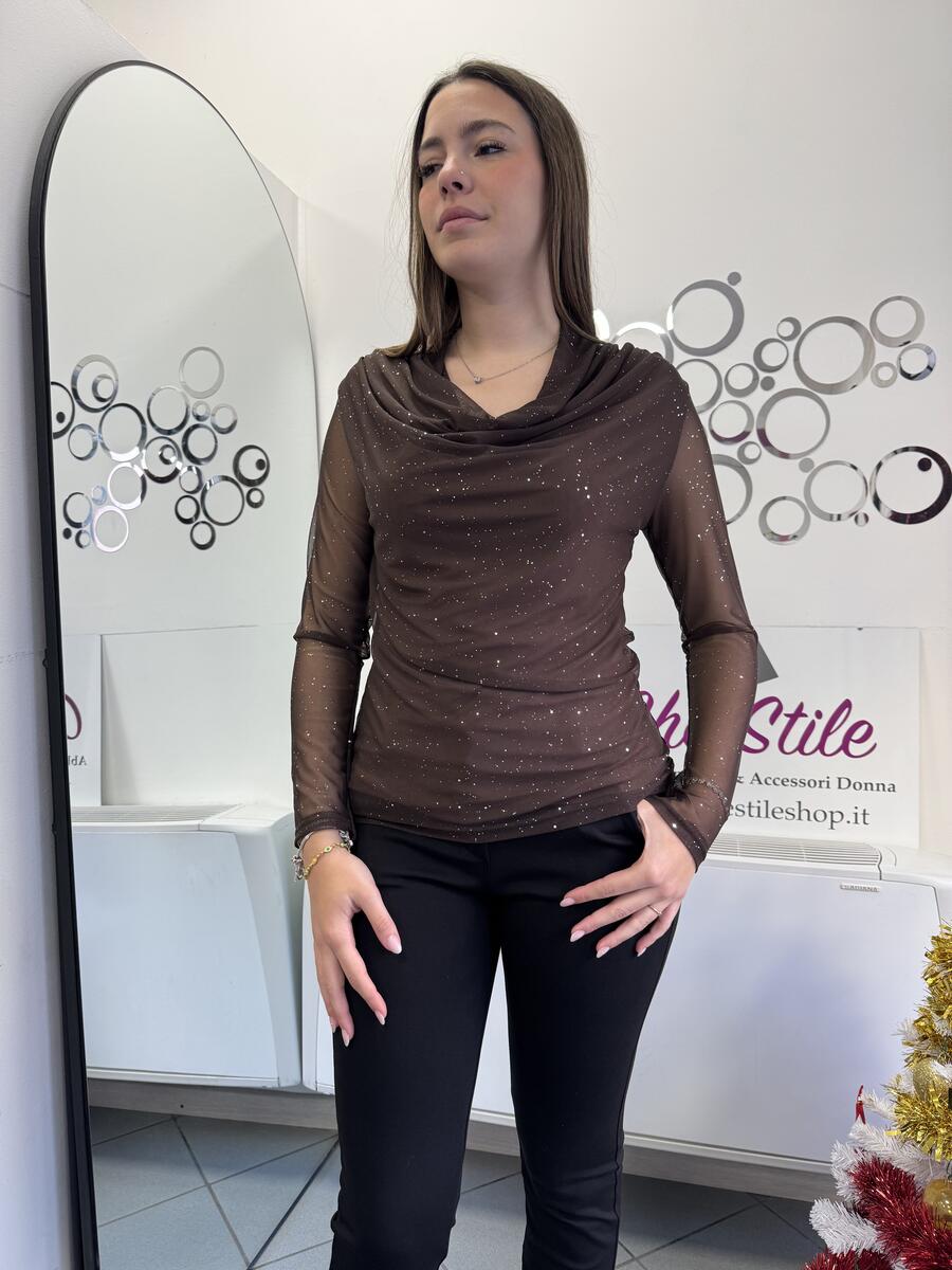 NOVITÀ Maglia brillantini scollo a cascata
