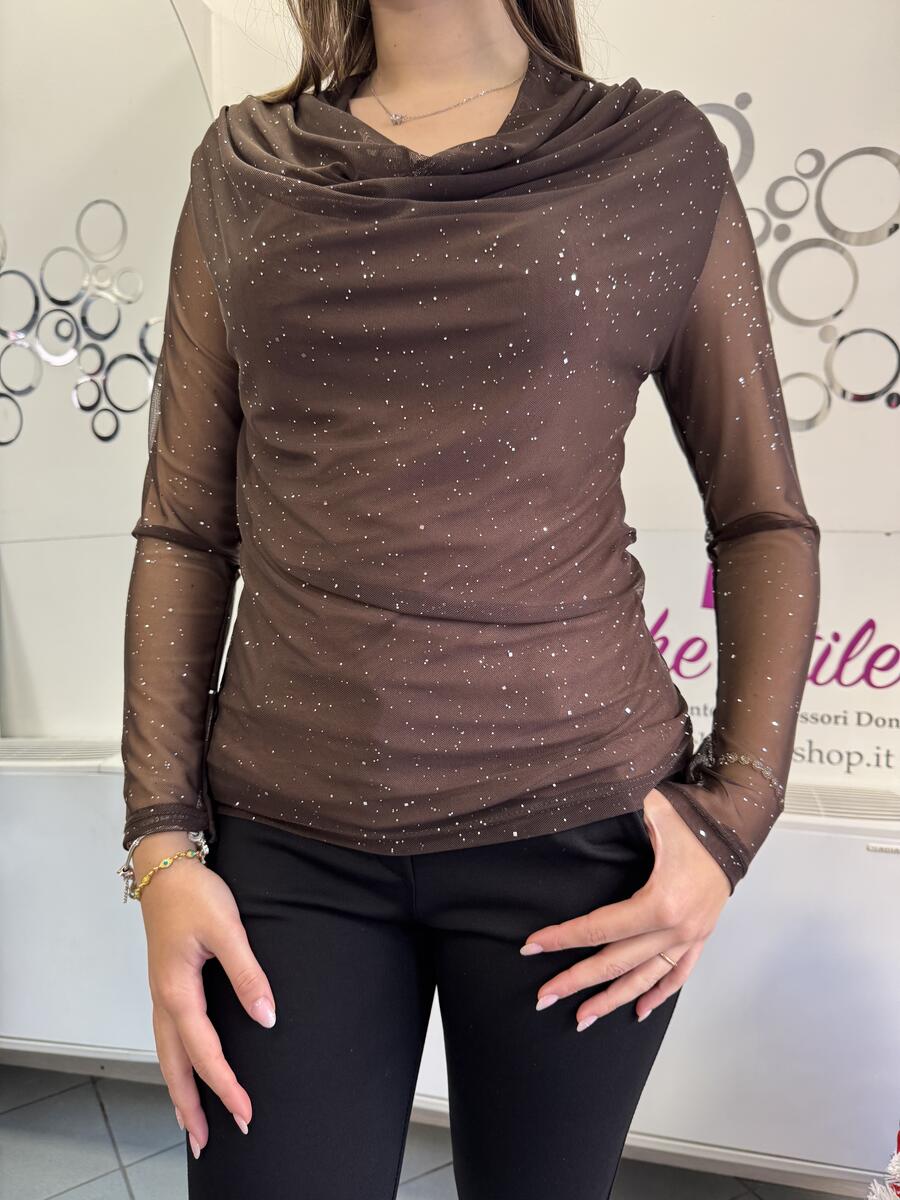 NOVITÀ Maglia brillantini scollo a cascata