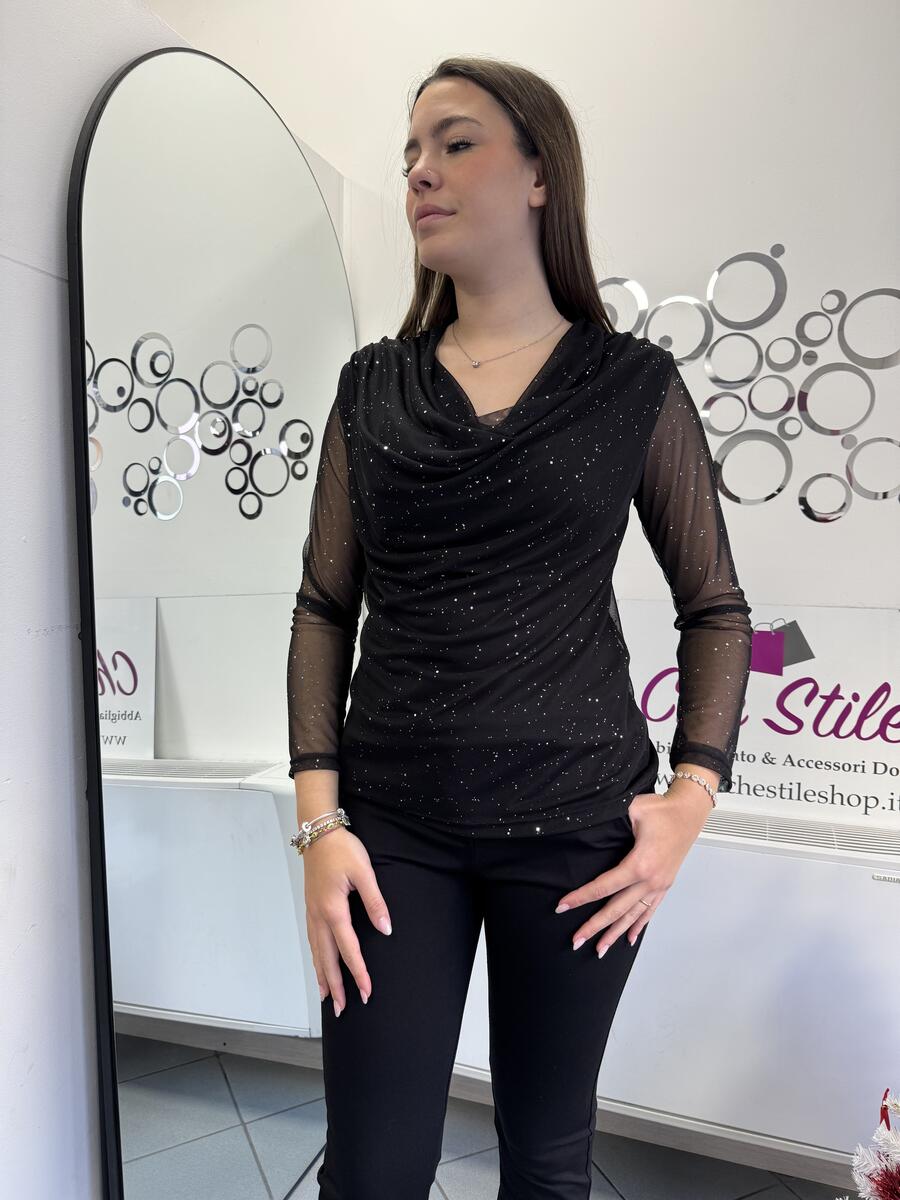 NOVITÀ Maglia brillantini scollo a cascata