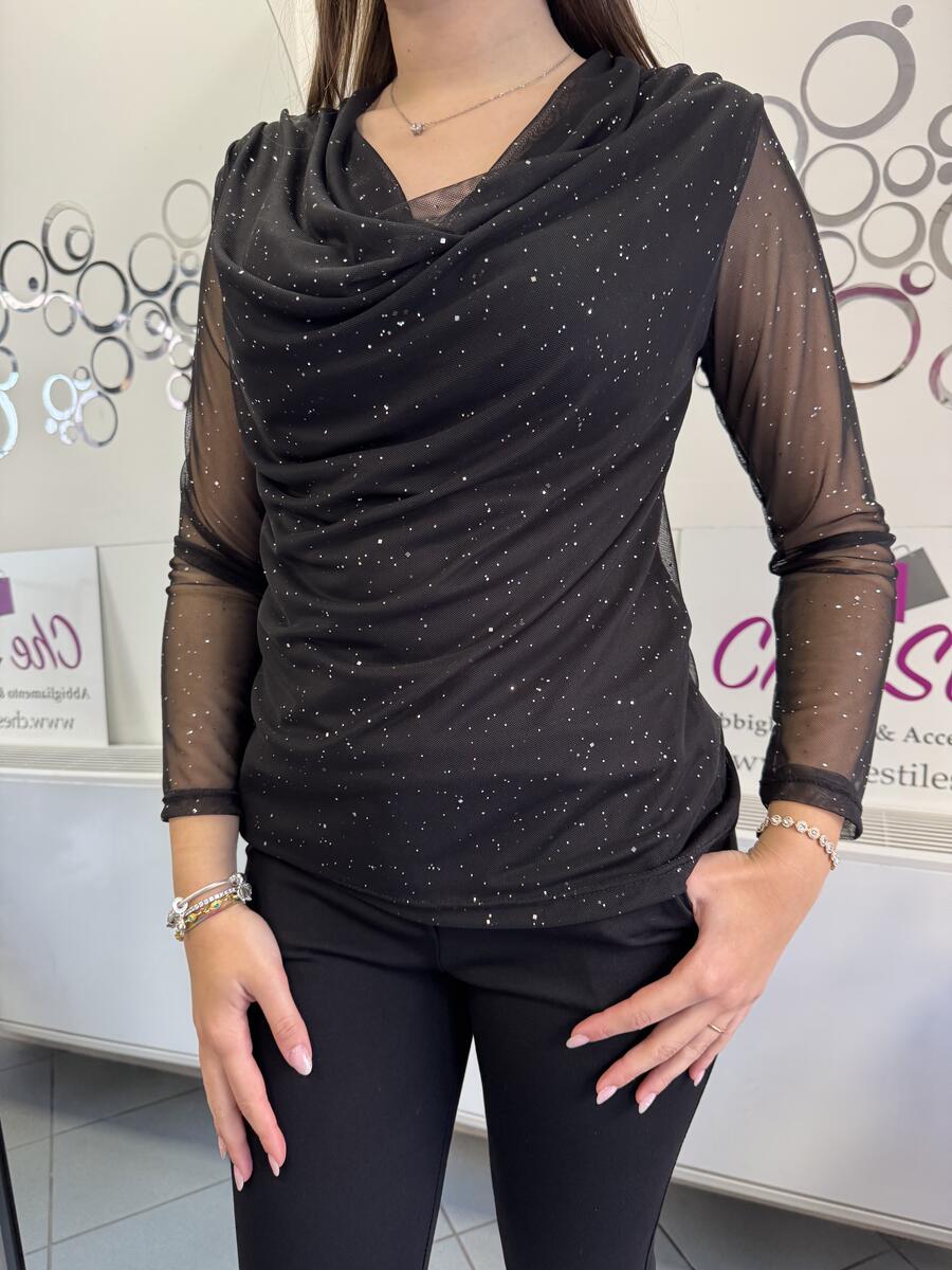 NOVITÀ Maglia brillantini scollo a cascata