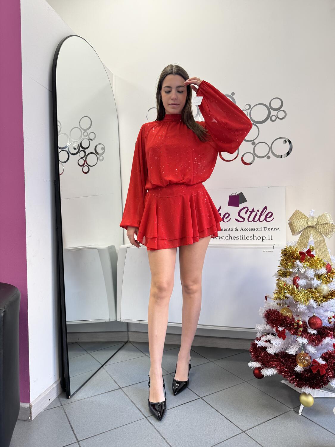 NOVITÀ Abitino brillantini con gonna voulant