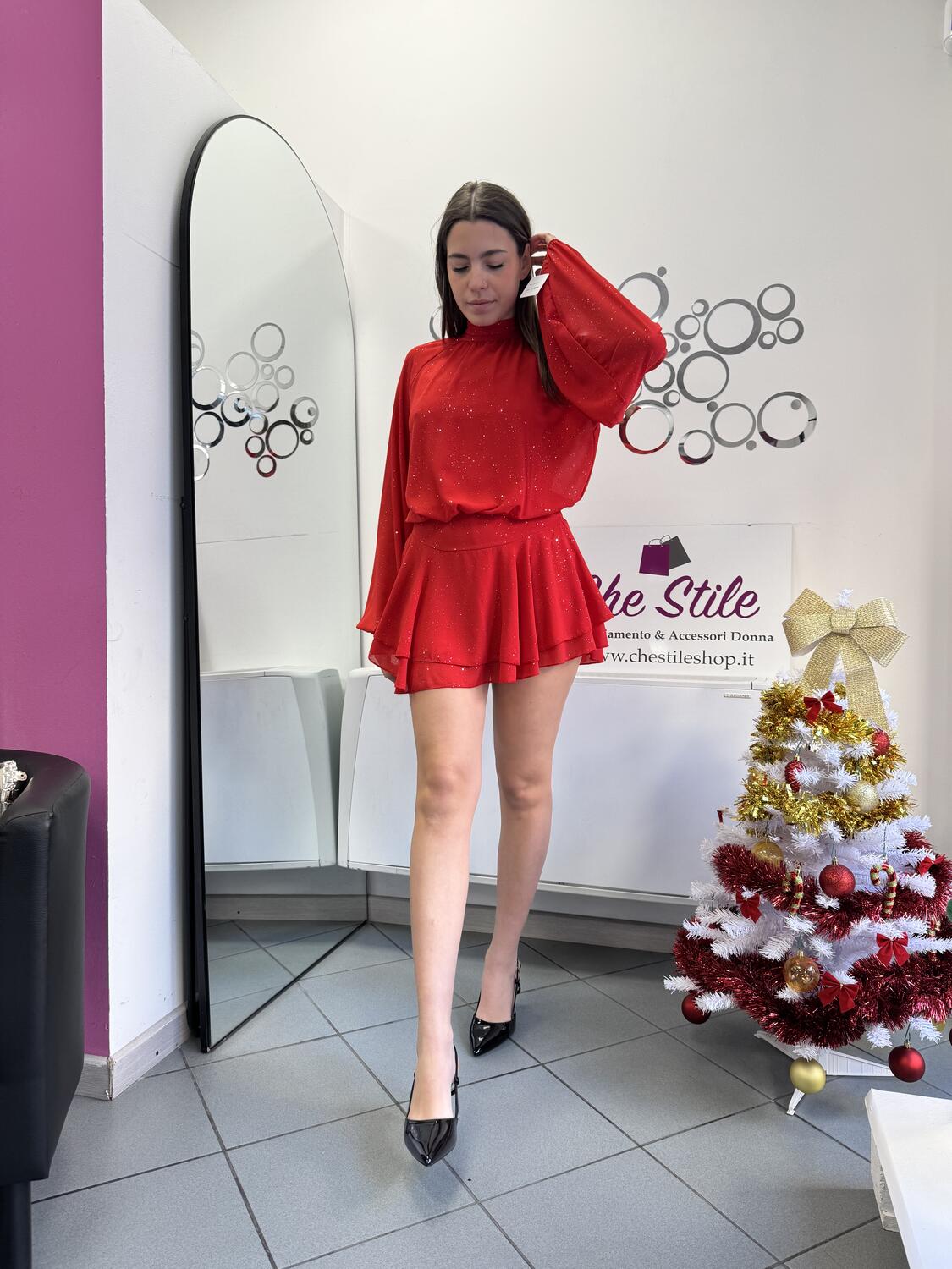 NOVITÀ Abitino brillantini con gonna voulant