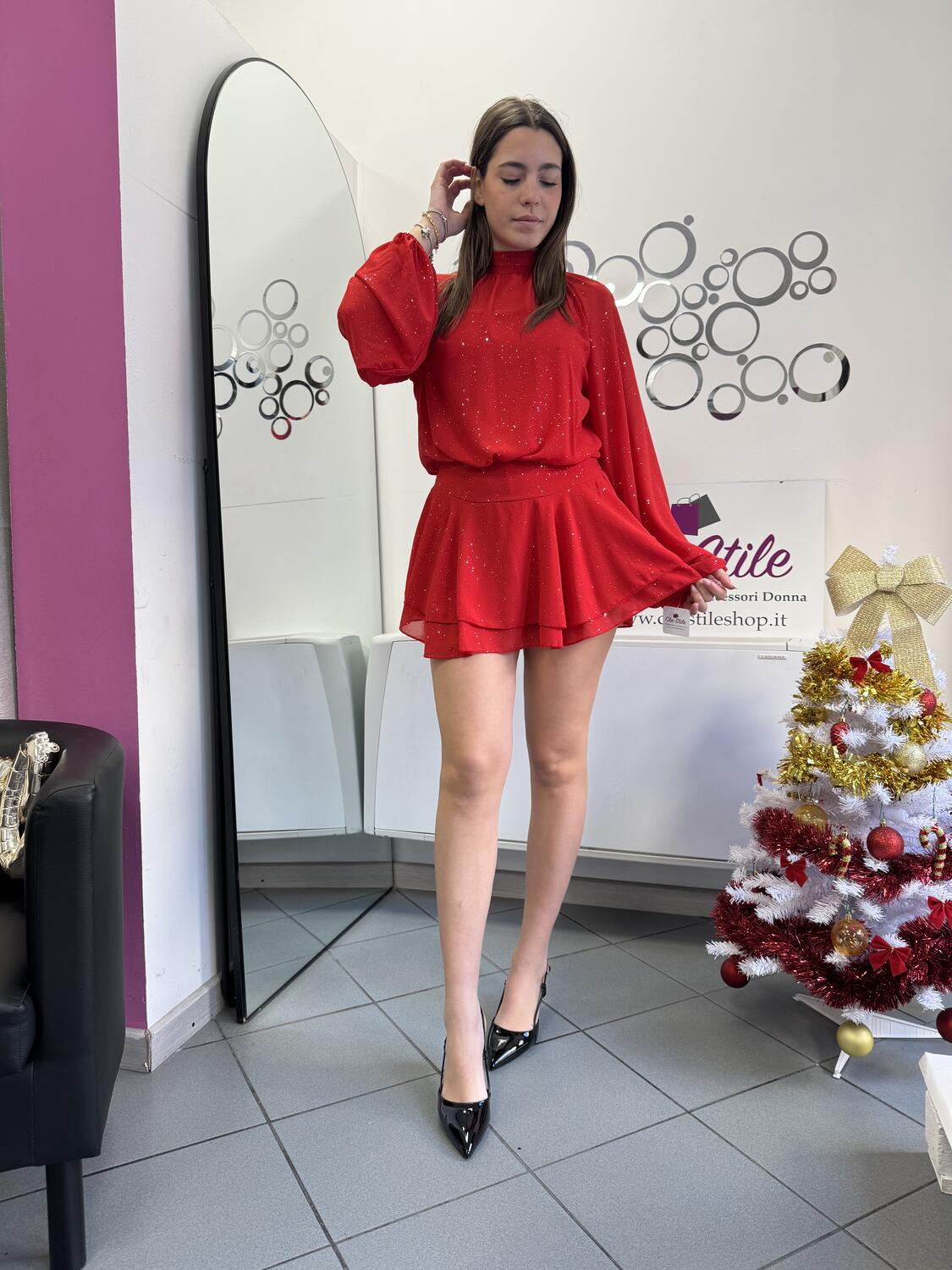 NOVITÀ Abitino brillantini con gonna voulant