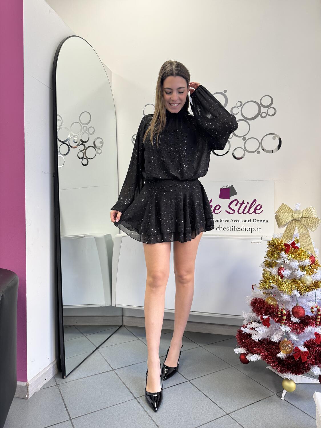 NOVITÀ Abitino brillantini con gonna voulant