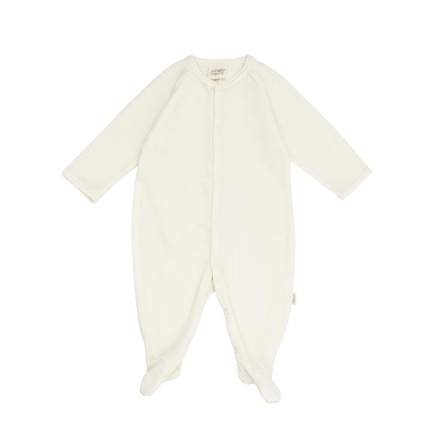 Tuta da notte in lana merino e seta con piedi – Comfort naturale per neonati