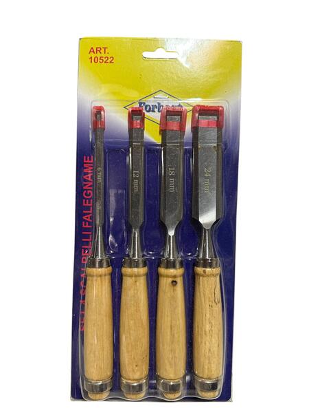 Set 4 scalpelli per legno mm 6- 10 - 16 - 20