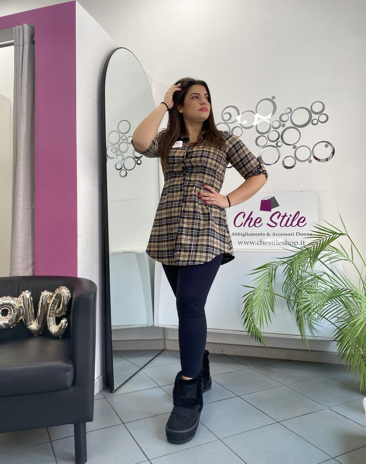 NOVITÀ Abito/maxi camicia tartan in panno