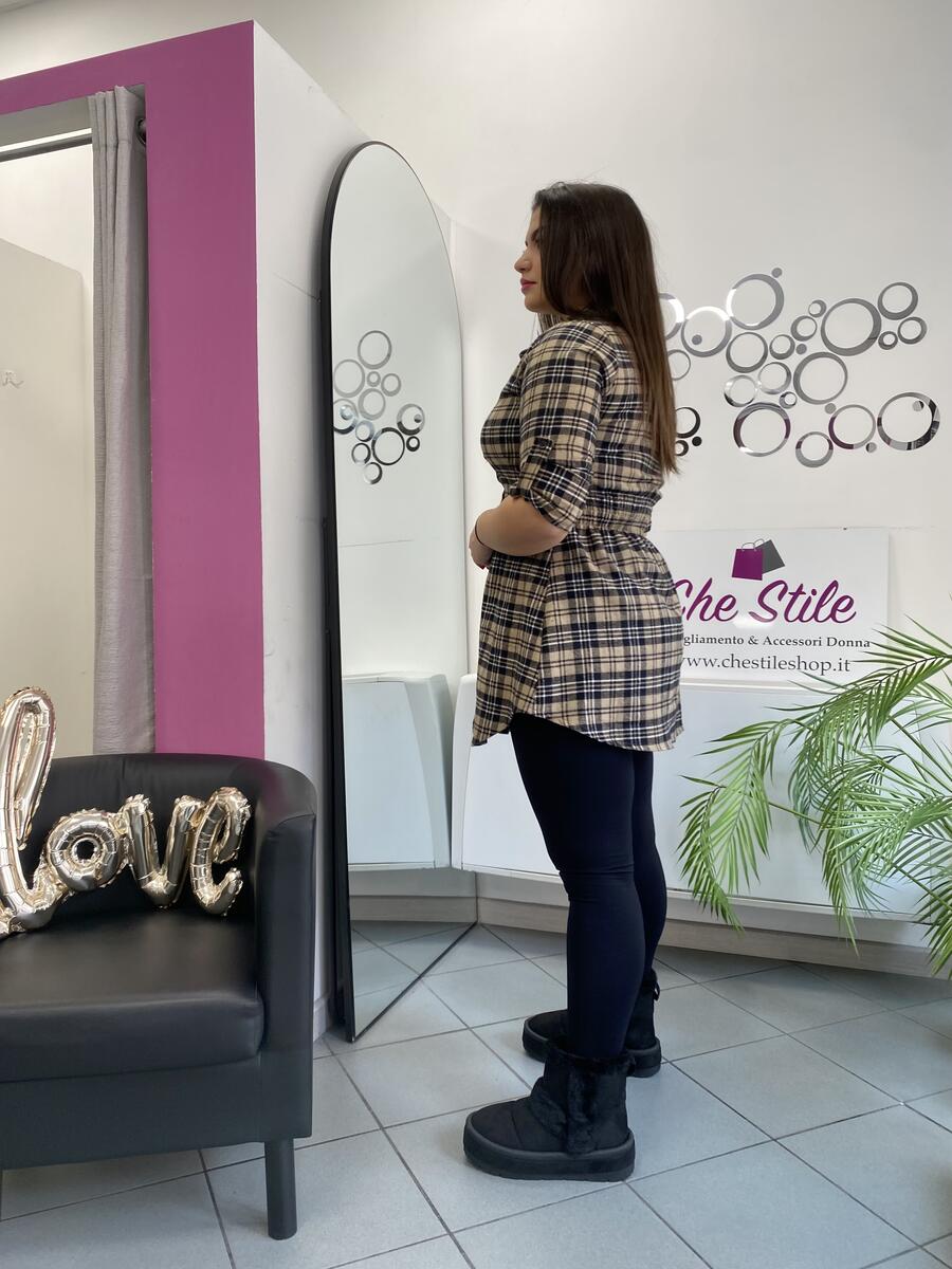NOVITÀ Abito/maxi camicia tartan in panno