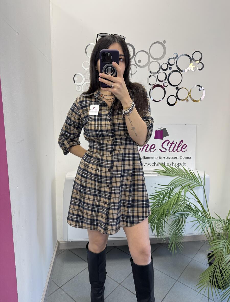 NOVITÀ Abito/maxi camicia tartan in panno