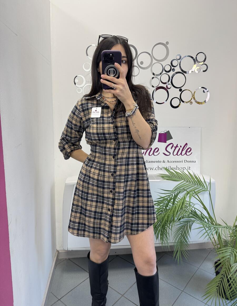 NOVITÀ Abito/maxi camicia tartan in panno