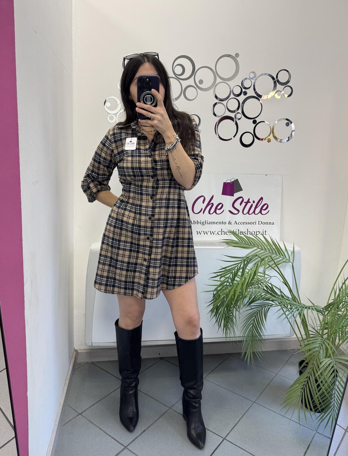 NOVITÀ Abito/maxi camicia tartan in panno