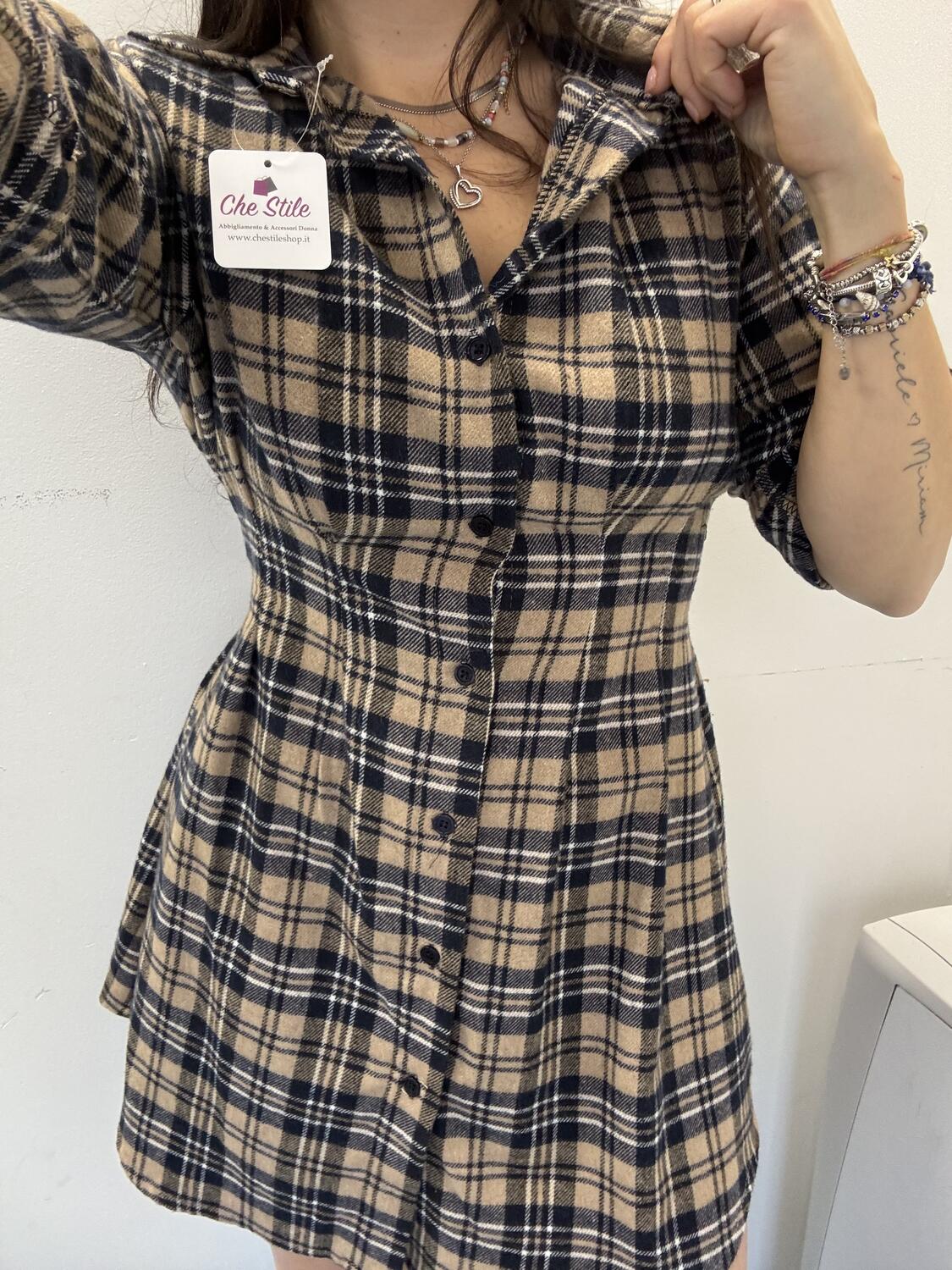 NOVITÀ Abito/maxi camicia tartan in panno