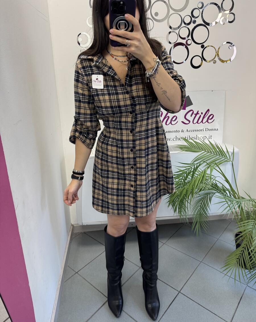 NOVITÀ Abito/maxi camicia tartan in panno