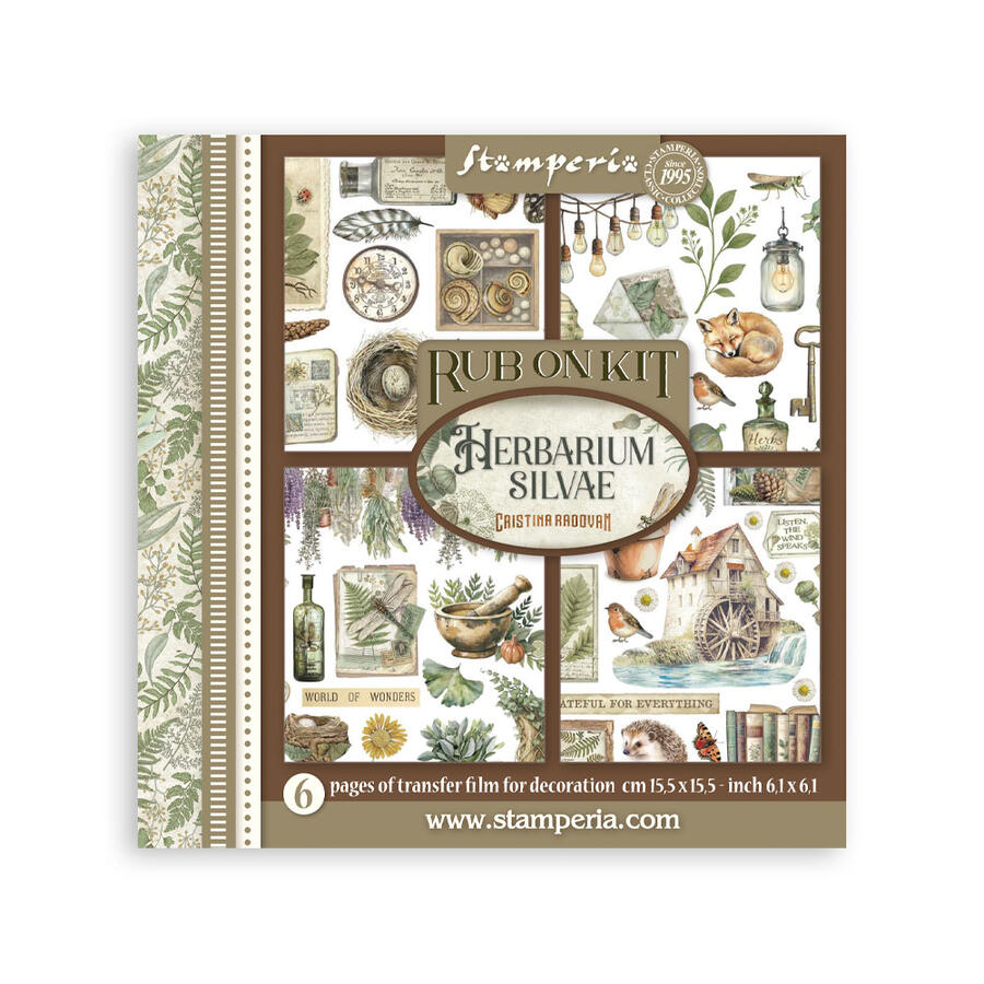 Rub on kit Herbarium Silvae 6 pagine