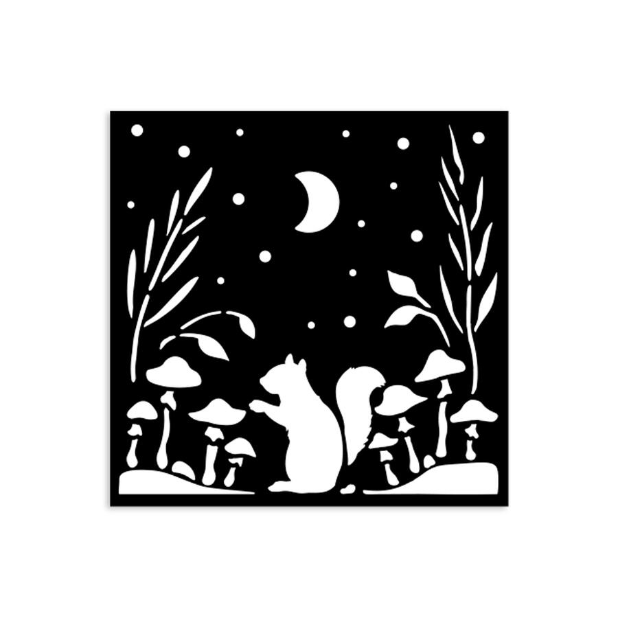Stencil spesso 12 x 12 cm Herbarium Silvae Scoiattolo
