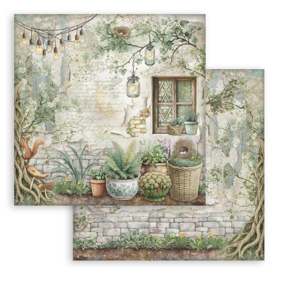 Blocco 10 fogli 20,3 x 20,3 Double face Herbarium Silvae