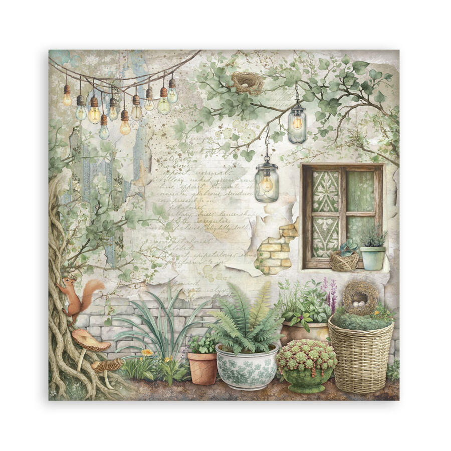 Blocco 10 fogli 20,3 x 20,3 Double face Herbarium Silvae