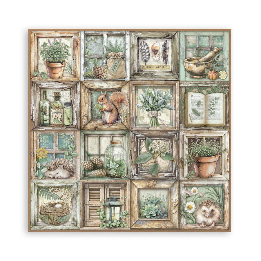 Blocco 10 fogli 20,3 x 20,3 Double face Herbarium Silvae