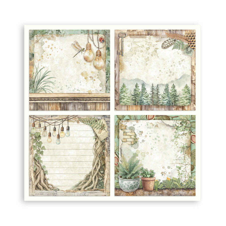 Blocco 10 fogli 20,3 x 20,3 Double face Herbarium Silvae