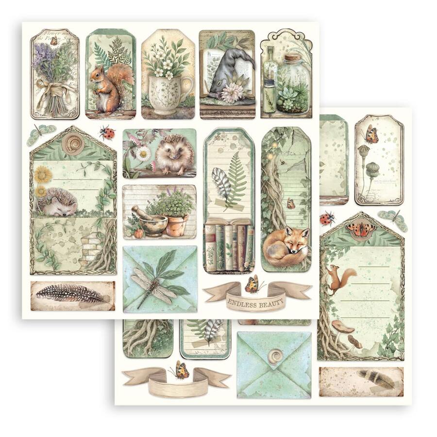 Blocco 10 fogli 20,3 x 20,3 Double face Herbarium Silvae