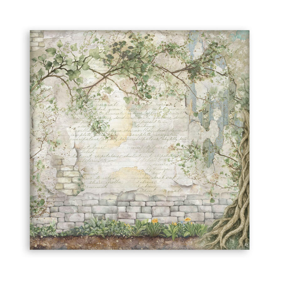 Blocco 10 fogli 20,3 x 20,3 Double Face Backgrounds Herbarium Silvae