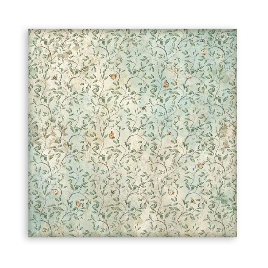 Blocco 10 fogli 20,3 x 20,3 Double Face Backgrounds Herbarium Silvae