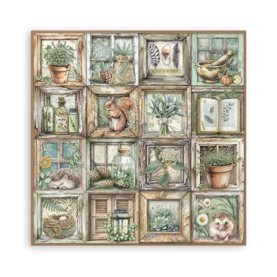 Blocco 22 fogli 20,3 x 20,3 Single Face Herbarium Silvae