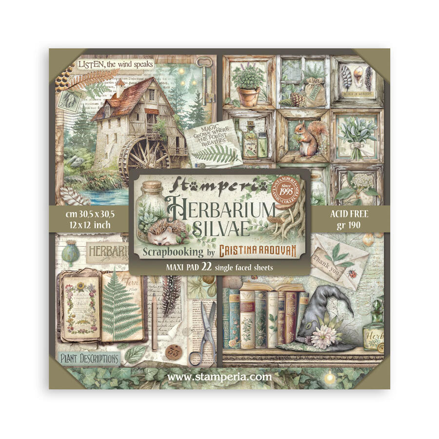 Blocco 22 fogli 30,5 x 30,5 Single Face Herbarium Silvae