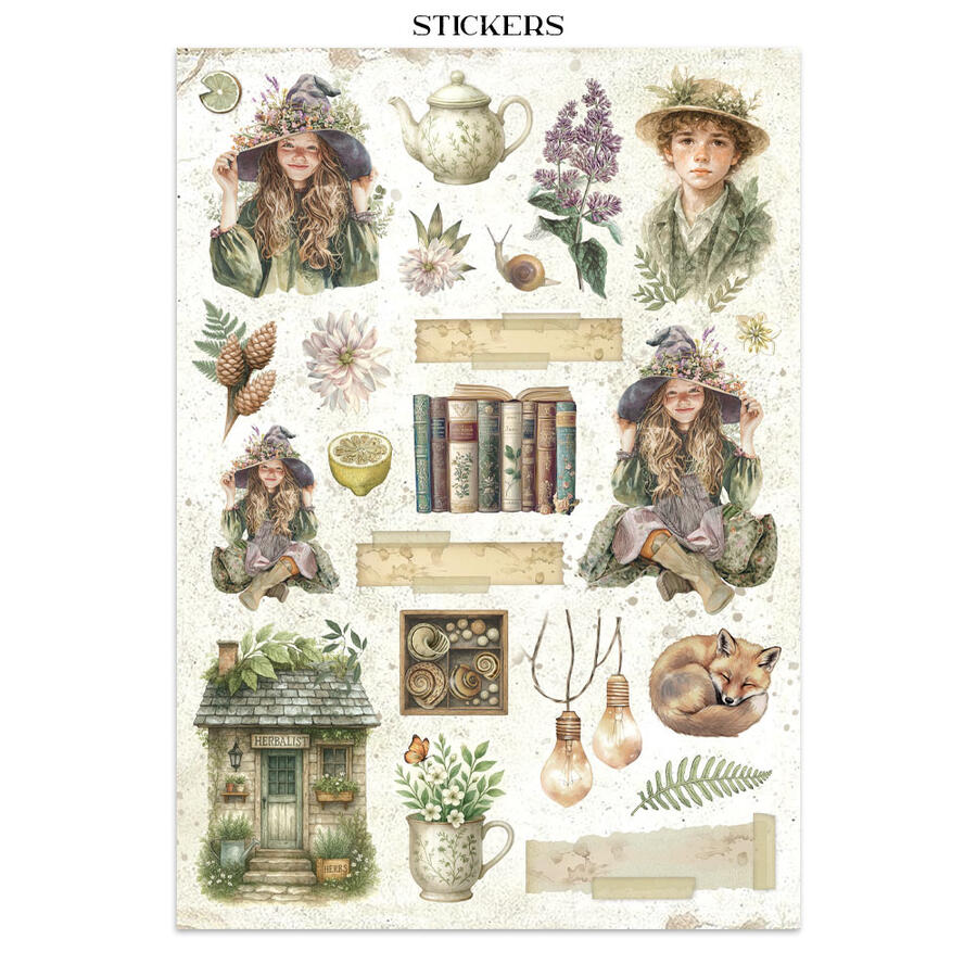 Junk Journal stickers, cut-outs, backgrounds Herbarium Silvae