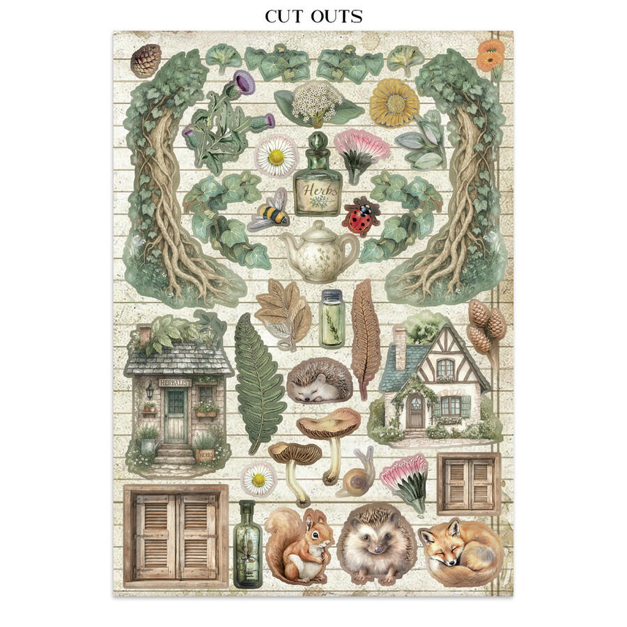 Junk Journal stickers, cut-outs, backgrounds Herbarium Silvae