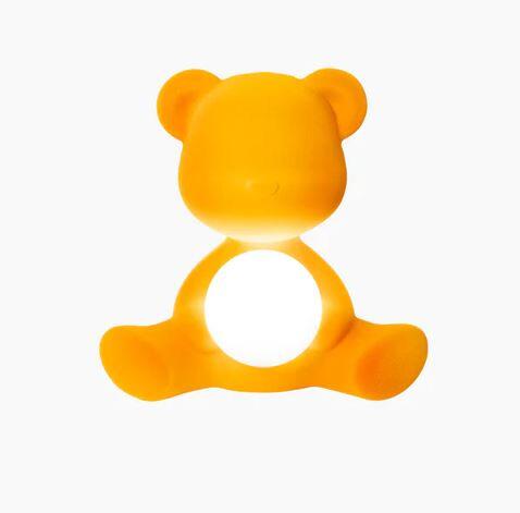 Lampada da Tavolo e da Terra Teddy Girl Velluto Flock dark Gold di Qeeboo  Pronta Consegna