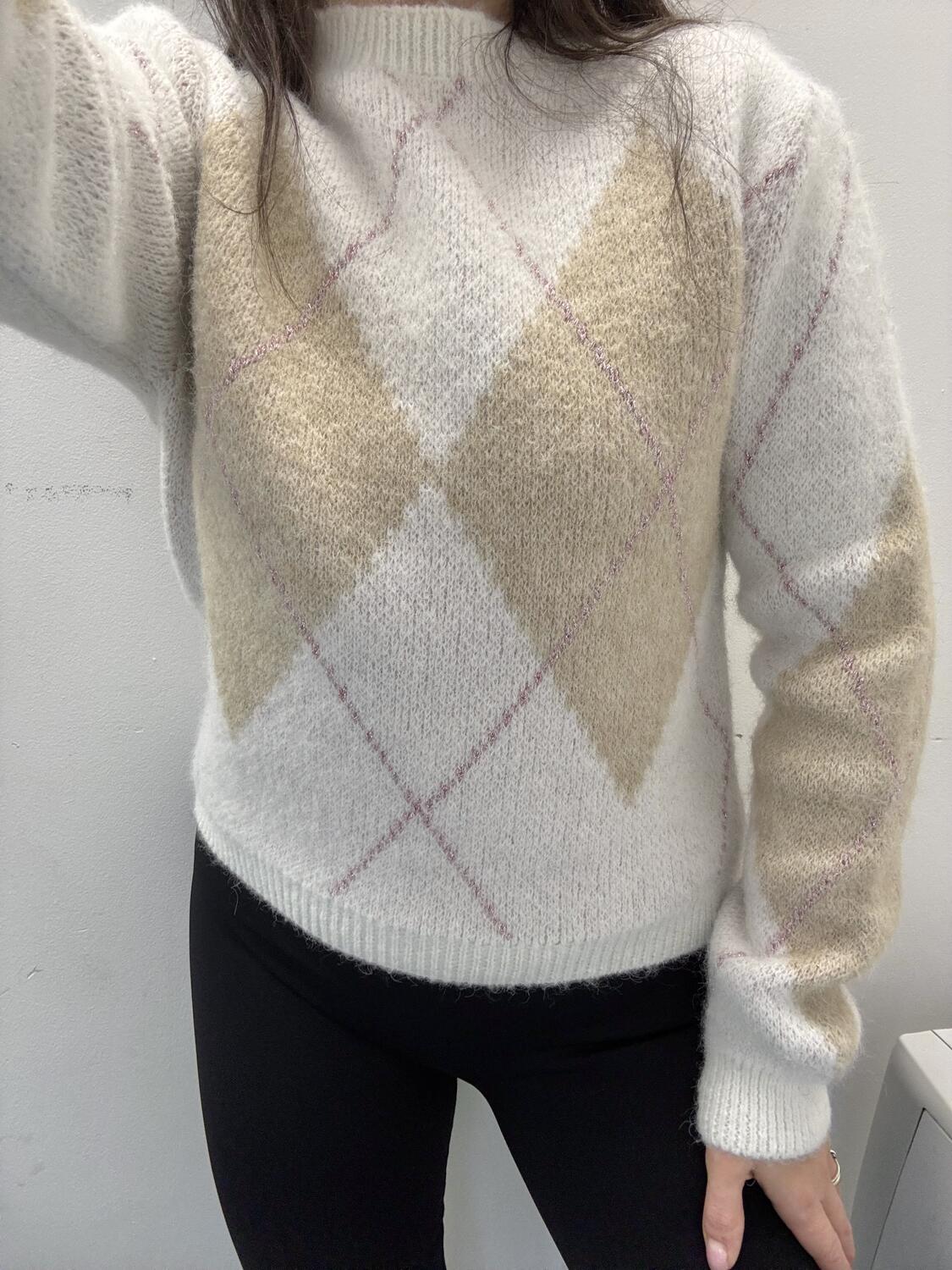 NOVITÀ Pull rombi riga in lurex misto lana