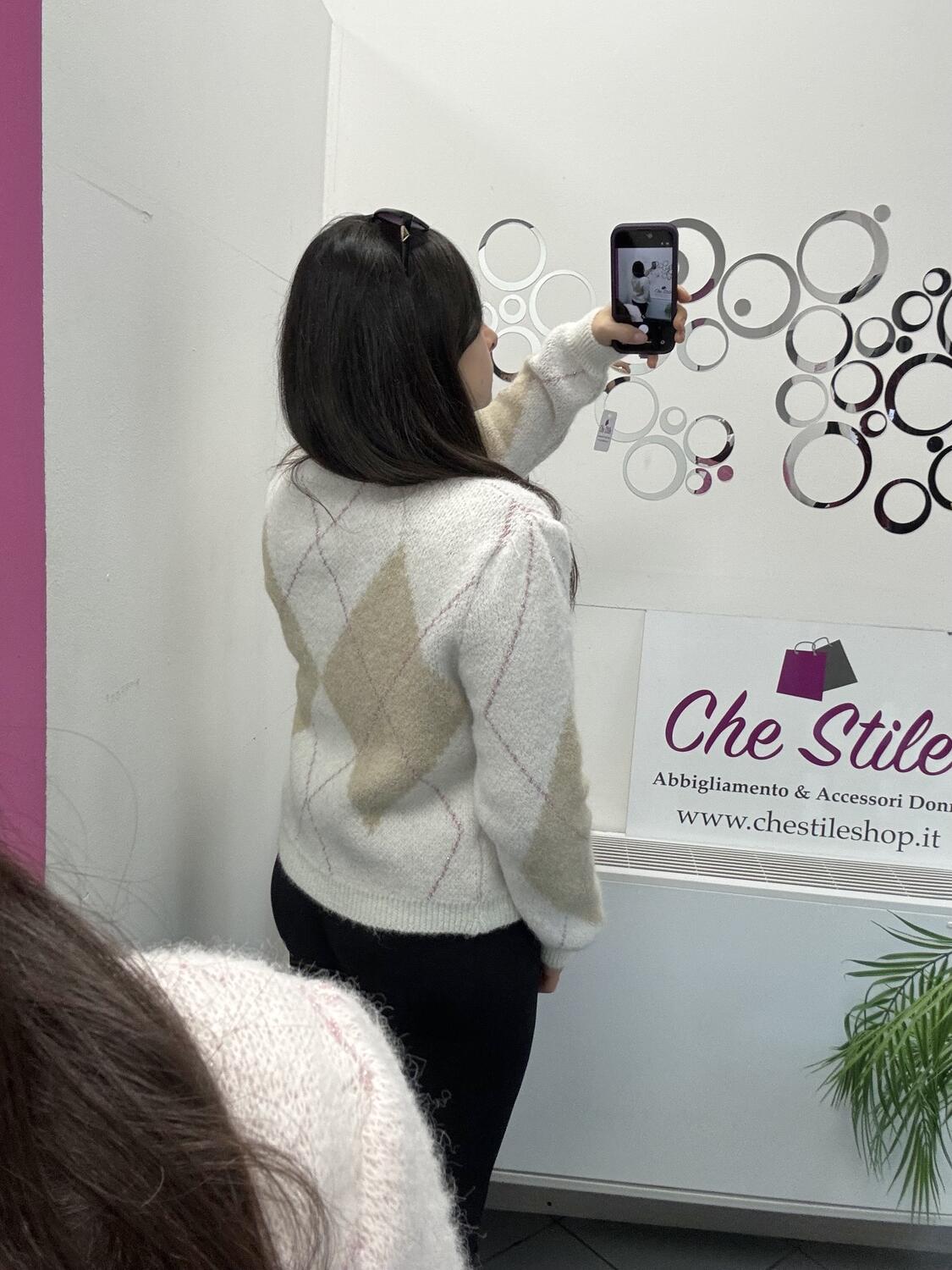 NOVITÀ Pull rombi riga in lurex misto lana