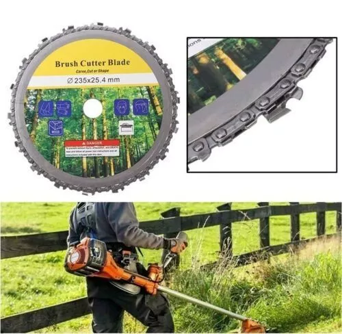 LAMA DISCO DA TAGLIO A CATENA PER DECESPUGLIATORE TAGLIAERBA 18 DENTI 235X25.4MM